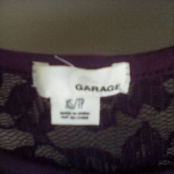 Garage Brand Mini Skater Dress Lace Eggplant Color Sheer Neck and Waist size XS - Picture 6 of 7